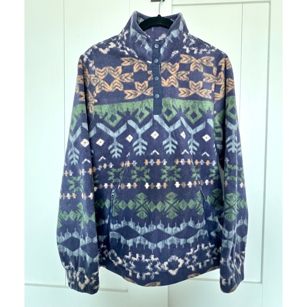 Telluride Clothing Co Fleece Pullover 1/4 Snap Aztec Sweater Men’s Medium